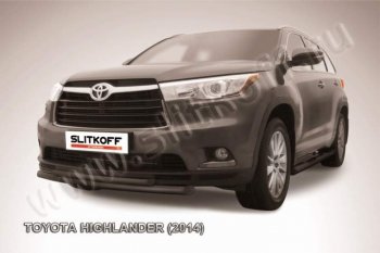 9 999 р. Защита переднего бампер Slitkoff Toyota Highlander XU50 дорестайлинг (2013-2017) (Цвет: серебристый)  с доставкой в г. Омск. Увеличить фотографию 1