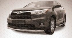 15 949 р. Защита переднего бампера из длинной трубы диаметром 57 мм Slitkoff Toyota Highlander XU50 дорестайлинг (2013-2017) (Цвет: нержавеющая полированная сталь)  с доставкой в г. Омск. Увеличить фотографию 1