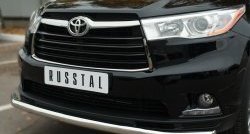 21 799 р. Одинарная защита переднего бампера диаметром 63 мм SLITKOFF  Toyota Highlander  XU50 (2013-2017) дорестайлинг  с доставкой в г. Омск. Увеличить фотографию 3