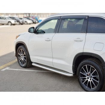 38 999 р. Порожки для ног (Ø63 мм) SLITKOFF  Toyota Highlander  XU50 (2016-2020) рестайлинг (лист - нержавейка, профиль - нержавейка)  с доставкой в г. Омск. Увеличить фотографию 2