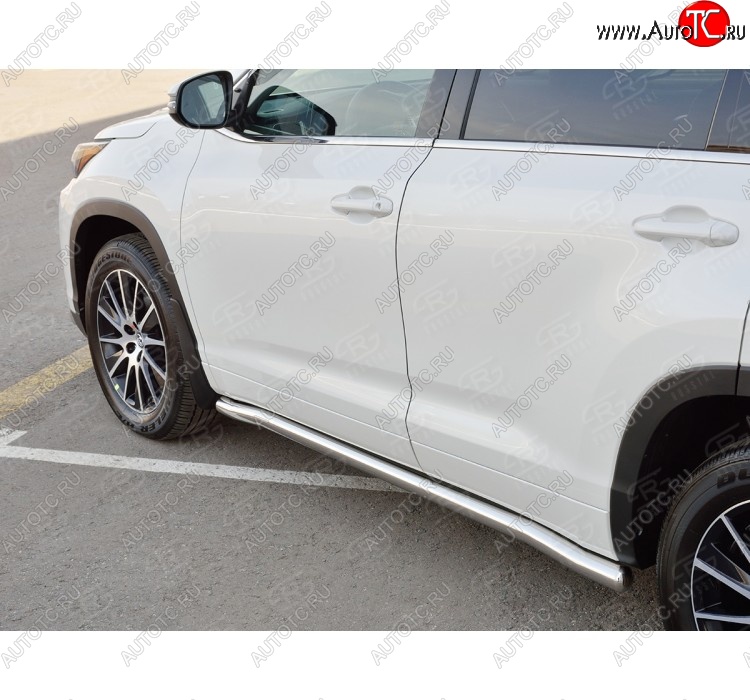 23 399 р. Защита порогов SLITKOFF из круглой трубы диаметром 63 мм SLITKOFF v3  Toyota Highlander  XU50 (2013-2017) дорестайлинг  с доставкой в г. Омск