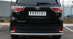 18 299 р. Защита заднего бампера (Ø63 и 42 мм, с углами, нержавейка) SLITKOFF  Toyota Highlander  XU50 (2013-2017) дорестайлинг  с доставкой в г. Омск. Увеличить фотографию 2