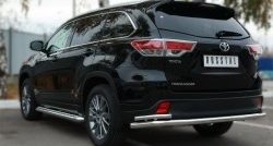 Защита заднего бампера (Ø63 и 42 мм, с углами, нержавейка) SLITKOFF Toyota (Тойота) Highlander (Хайлэндер)  XU50 (2013-2017) XU50 дорестайлинг