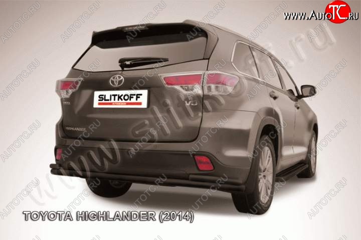 10 699 р. Защита задняя Slitkoff  Toyota Highlander  XU50 (2013-2017) дорестайлинг (Цвет: серебристый)  с доставкой в г. Омск