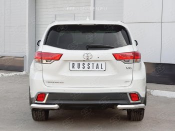 14 249 р. Защита заднего бампера (Ø63 мм уголки, нержавейка) SLITKOFF Toyota Highlander XU50 дорестайлинг (2013-2017)  с доставкой в г. Омск. Увеличить фотографию 3