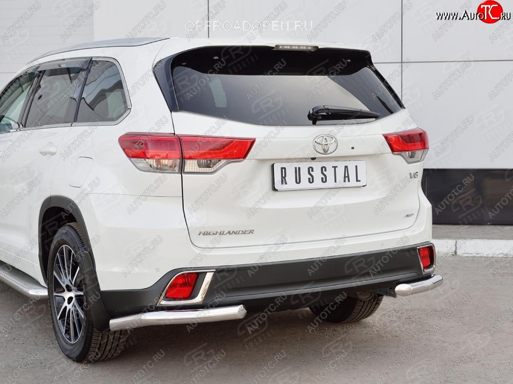 14 249 р. Защита заднего бампера (Ø63 мм уголки, нержавейка) SLITKOFF Toyota Highlander XU50 дорестайлинг (2013-2017)  с доставкой в г. Омск