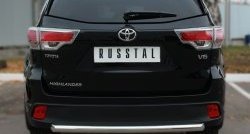 14 299 р. Защита заднего бампера (Ø63 мм, нержавейка) SLITKOFF  Toyota Highlander  XU50 (2013-2017) дорестайлинг  с доставкой в г. Омск. Увеличить фотографию 2