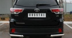 12 999 р. Защита заднего бампера (Ø63 мм уголки, нержавейка) SLITKOFF  Toyota Highlander  XU50 (2013-2017) дорестайлинг  с доставкой в г. Омск. Увеличить фотографию 2