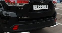 12 999 р. Защита заднего бампера (Ø63 мм уголки, нержавейка) SLITKOFF  Toyota Highlander  XU50 (2013-2017) дорестайлинг  с доставкой в г. Омск. Увеличить фотографию 3