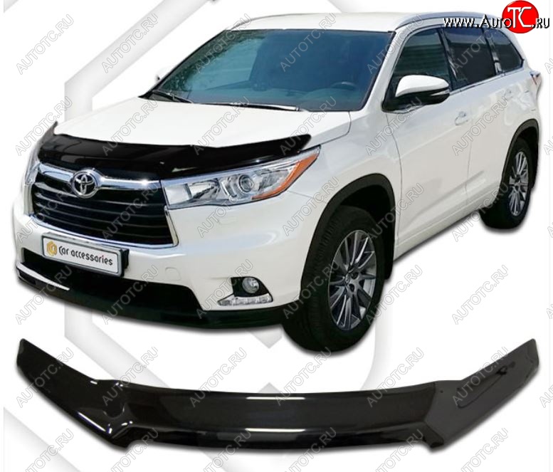 2 149 р. Дефлектор капота CA-Plastiс  Toyota Highlander  XU50 (2013-2020) дорестайлинг, рестайлинг (Classic черный, Без надписи)  с доставкой в г. Омск