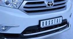 13 999 р. Одинарная защита переднего бампера диаметром 63 мм (рестайлинг) Russtal Toyota Highlander XU40 рестайлинг (2010-2013)  с доставкой в г. Омск. Увеличить фотографию 2