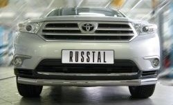 15 649 р. Одинарная защита переднего бампера диаметром 76 мм (рестайлинг) Russtal  Toyota Highlander  XU40 (2010-2013) рестайлинг  с доставкой в г. Омск. Увеличить фотографию 2