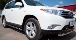 13 299 р. Защита порогов из круглой трубы диаметром 76 мм (рестайлинг) Russtal Toyota Highlander XU40 рестайлинг (2010-2013) (Защита порогов с со скосами на торцах (вариант 1))  с доставкой в г. Омск. Увеличить фотографию 12