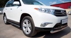 13 299 р. Защита порогов из круглой трубы диаметром 76 мм (рестайлинг) Russtal Toyota Highlander XU40 рестайлинг (2010-2013) (Защита порогов с со скосами на торцах (вариант 1))  с доставкой в г. Омск. Увеличить фотографию 4