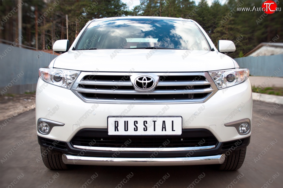 14 999 р. Защита переднего бампера (Ø76 мм, нержавейка) Russtal Toyota Highlander XU40 рестайлинг (2010-2013)  с доставкой в г. Омск