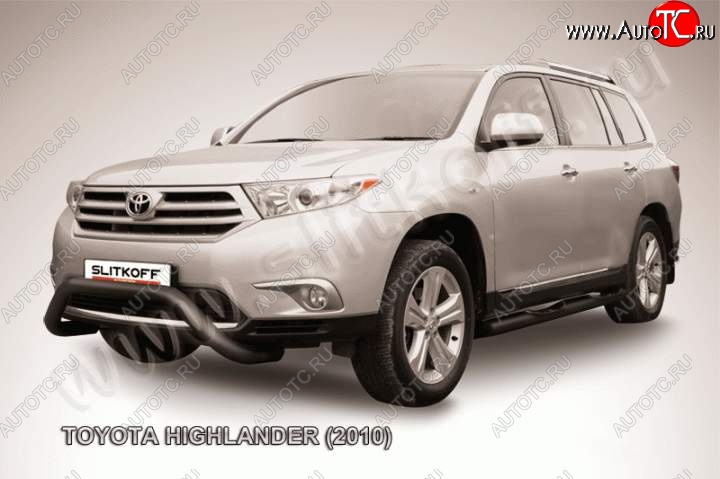 19 299 р. Кенгурятник d76 низкий мини чернаый  Toyota Highlander  XU40 (2010-2013) рестайлинг (Цвет: серебристый)  с доставкой в г. Омск