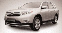 12 749 р. Одинарная защита переднего бампера диаметром 76 мм Slitkoff Toyota Highlander XU40 рестайлинг (2010-2013) (Цвет: нержавеющая полированная сталь)  с доставкой в г. Омск. Увеличить фотографию 1