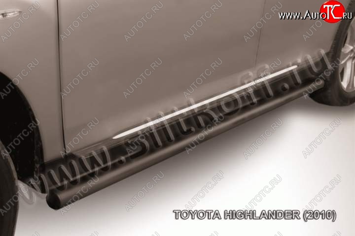 10 349 р. Защита порогов Slitkoff Toyota Highlander XU40 рестайлинг (2010-2013) (Цвет: серебристый)  с доставкой в г. Омск