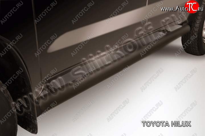 11 099 р. Защита порогов Slitkoff  Toyota Hilux  AN20,AN30 (2011-2016)  2-ой рестайлинг (Цвет: серебристый)  с доставкой в г. Омск