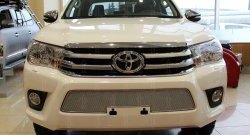 1 569 р. Защитная решётка в воздуховод автомобиля Russtal (хром)  Toyota Hilux  AN120 (2016-2020) дорестайлинг  с доставкой в г. Омск. Увеличить фотографию 1