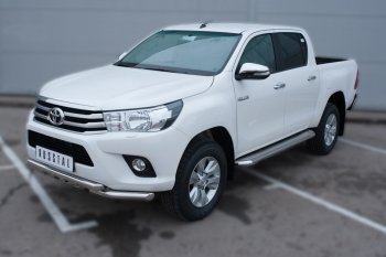 36 999 р. Порожки для ног (труба Ø63) SLITKOFF  Toyota Hilux  AN120 (2016-2020) дорестайлинг (лист - нержавейка, профиль - нержавейка)  с доставкой в г. Омск. Увеличить фотографию 4