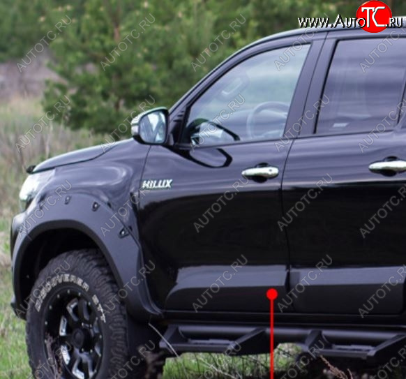 3 179 р. Молдинг двери RA (передний левый) Toyota Hilux AN120 дорестайлинг (2016-2020) (Поверхность глянец под покраску, Неокрашенный)  с доставкой в г. Омск