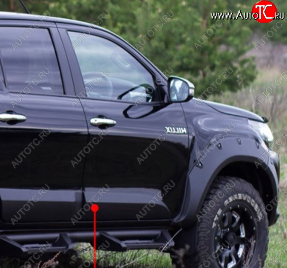 3 179 р. Молдинг двери RA (передний правый) Toyota Hilux AN120 дорестайлинг (2016-2020) (Поверхность глянец под покраску, Неокрашенный)  с доставкой в г. Омск