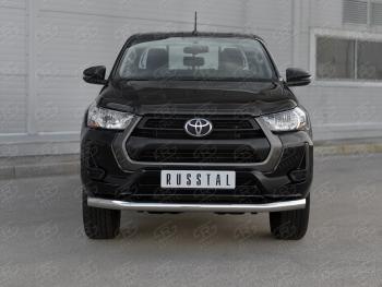 Защита переднего бампера (Ø76 мм, нержавейка) SLITKOFF Toyota (Тойота) Hilux (Хайлюкс)  AN120 (2020-2025) AN120 2-ой рестайлинг