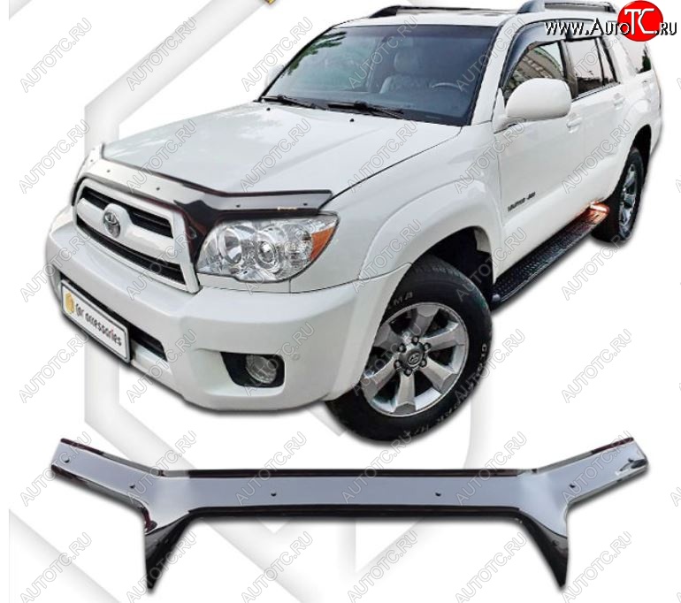 2 479 р. Дефлектор капота (GRN215W, TRN210W, TRN215W) CA-Plastiс  Toyota Hilux Surf  N210 (2005-2009) рестайлинг (Classic черный, Без надписи)  с доставкой в г. Омск