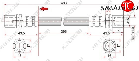 599 р. Тормозной шланг SAT (левый/правый) Toyota Hilux Surf N120,N130 5 дв. дорестайлинг (1989-1991)  с доставкой в г. Омск