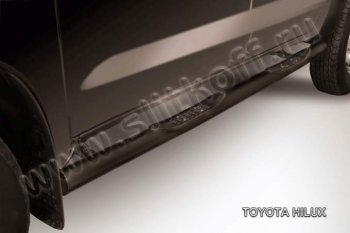 13 799 р. Защита порогов из труб d76 Slitkoff  Toyota Hilux  AN10,AN20 (2004-2011) дорестайлинг, 1-ый рестайлинг (Цвет: серебристый)  с доставкой в г. Омск. Увеличить фотографию 1