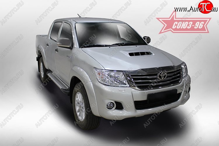 9 899 р. Пороги из алюминиевого профиля Souz-96 Toyota Hilux AN20,AN30  2-ой рестайлинг (2011-2016)  с доставкой в г. Омск