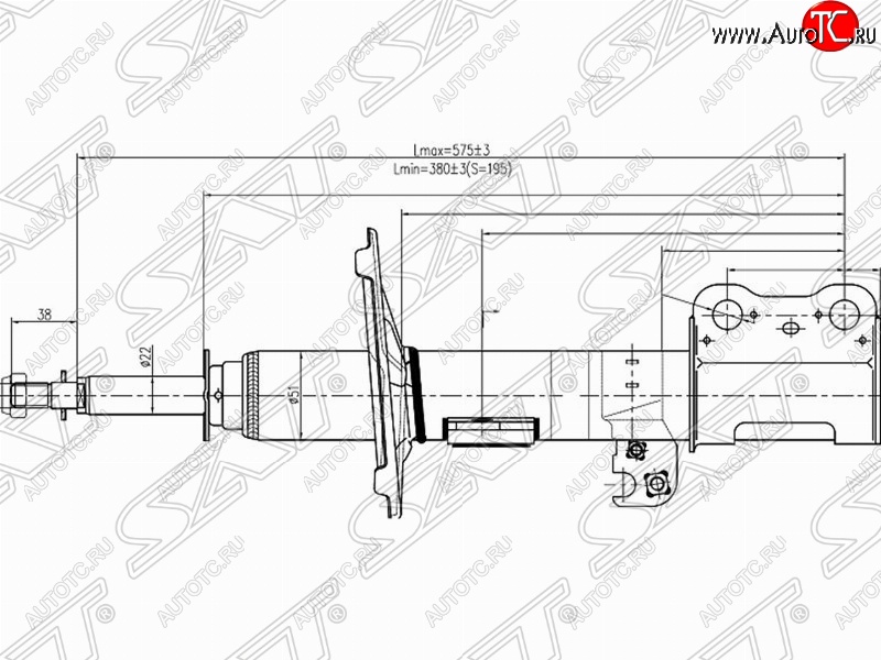 3 499 р. Левый амортизатор передний SAT  Toyota Ipsum  ACM20 - Noah  1  с доставкой в г. Омск