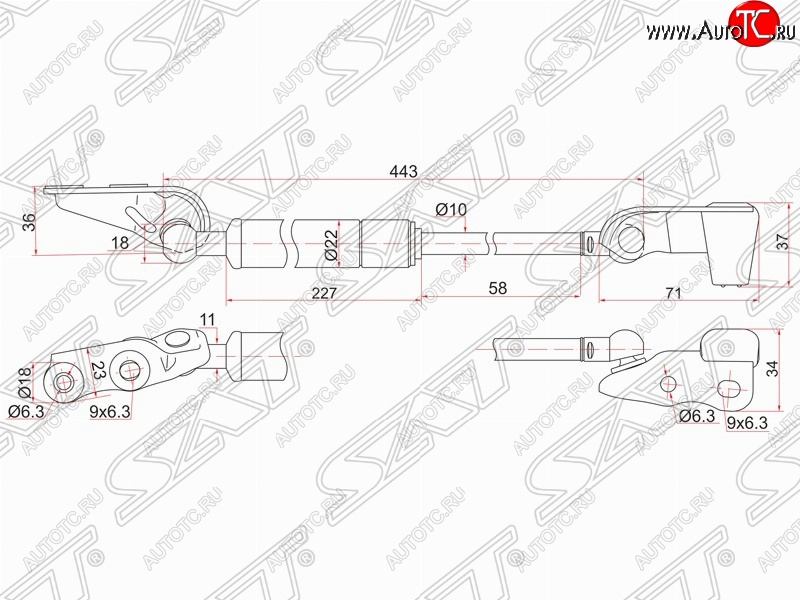 1 299 р. Левый газовый упор крышки багажника SAT  Toyota Ipsum  ACM20 (2001-2003) дорестайлинг  с доставкой в г. Омск