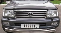 Тройная защита переднего бампера Russtal из труб диаметром по 63 мм Toyota Land Cruiser 100 1-ый рестайлинг (2002-2005)