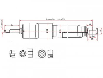 Амортизатор задний LH=RH SAT Toyota (Тойота) Land Cruiser (Лэнд) ( 80,  J105) (1989-2007) 80, J105