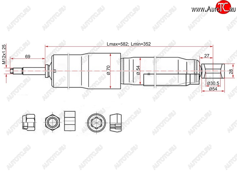 2 299 р. Амортизатор задний LH=RH SAT  Toyota Land Cruiser ( 80,  J105) (1989-2007)  с доставкой в г. Омск