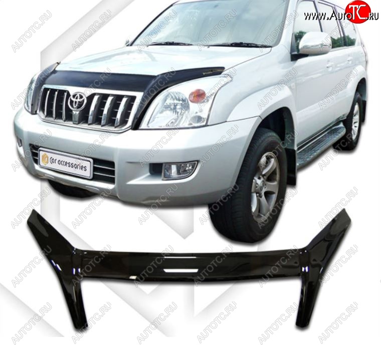 2 899 р. Дефлектор капота (J120-J125) CA-Plastic exclusive Toyota Land Cruiser Prado J120 (2002-2009) (Classic черный, Без надписи)  с доставкой в г. Омск