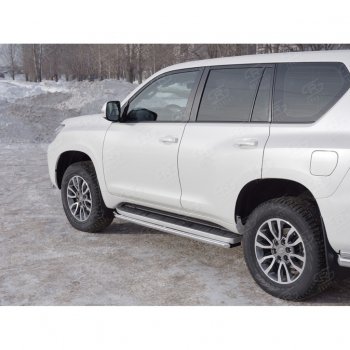 15 999 р. Защита порогов (Ø42 мм, нержавейка) SLITKOFF  Toyota Land Cruiser Prado  J150 (2017-2020) 2-ой рестайлинг  с доставкой в г. Омск. Увеличить фотографию 3