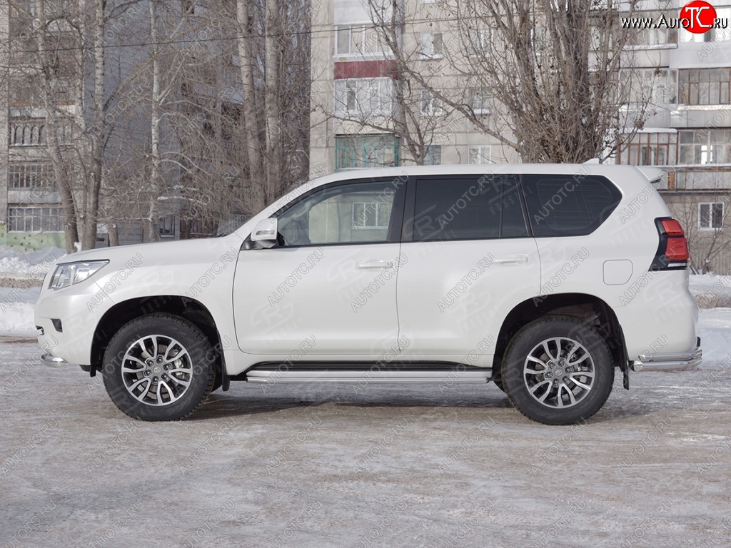 15 999 р. Защита порогов (Ø42 мм, нержавейка) SLITKOFF  Toyota Land Cruiser Prado  J150 (2017-2020) 2-ой рестайлинг  с доставкой в г. Омск