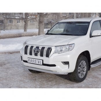 23 499 р. Защита переднего бампера (Ø63 мм, нержавейка) SLITKOFF  Toyota Land Cruiser Prado  J150 (2017-2020) 2-ой рестайлинг  с доставкой в г. Омск. Увеличить фотографию 2