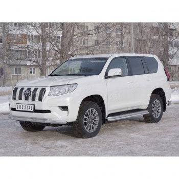 23 499 р. Защита переднего бампера (Ø63 мм, нержавейка) SLITKOFF  Toyota Land Cruiser Prado  J150 (2017-2020) 2-ой рестайлинг  с доставкой в г. Омск. Увеличить фотографию 3