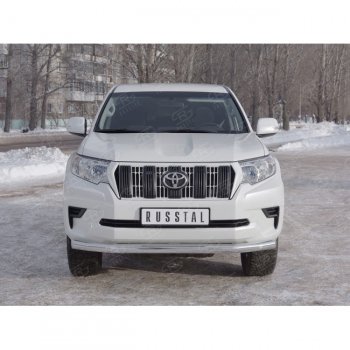 16 849 р. Одинарная защита переднего бампера диаметром 76 мм  Toyota Land Cruiser Prado  J150 (2017-2020) 2-ой рестайлинг  с доставкой в г. Омск. Увеличить фотографию 2