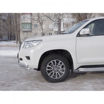 23 899 р. Защита переднего бампера (Ø63 мм с углами, нержавейка) SLITKOFF  Toyota Land Cruiser Prado  J150 (2017-2020) 2-ой рестайлинг  с доставкой в г. Омск. Увеличить фотографию 2