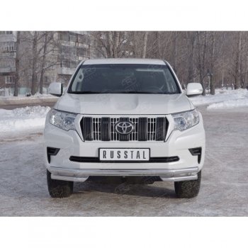 23 899 р. Защита переднего бампера (Ø63 мм с углами, нержавейка) SLITKOFF  Toyota Land Cruiser Prado  J150 (2017-2020) 2-ой рестайлинг  с доставкой в г. Омск. Увеличить фотографию 3