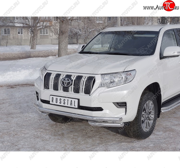 23 899 р. Защита переднего бампера (Ø63 мм с углами, нержавейка) SLITKOFF  Toyota Land Cruiser Prado  J150 (2017-2020) 2-ой рестайлинг  с доставкой в г. Омск