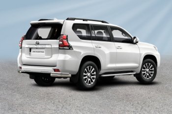 Защита заднего бампера Slitkoff (уголки из 2 труб d76 и 42 мм) Toyota (Тойота) Land Cruiser Prado (Лэнд)  J150 (2017-2020) J150 2-ой рестайлинг