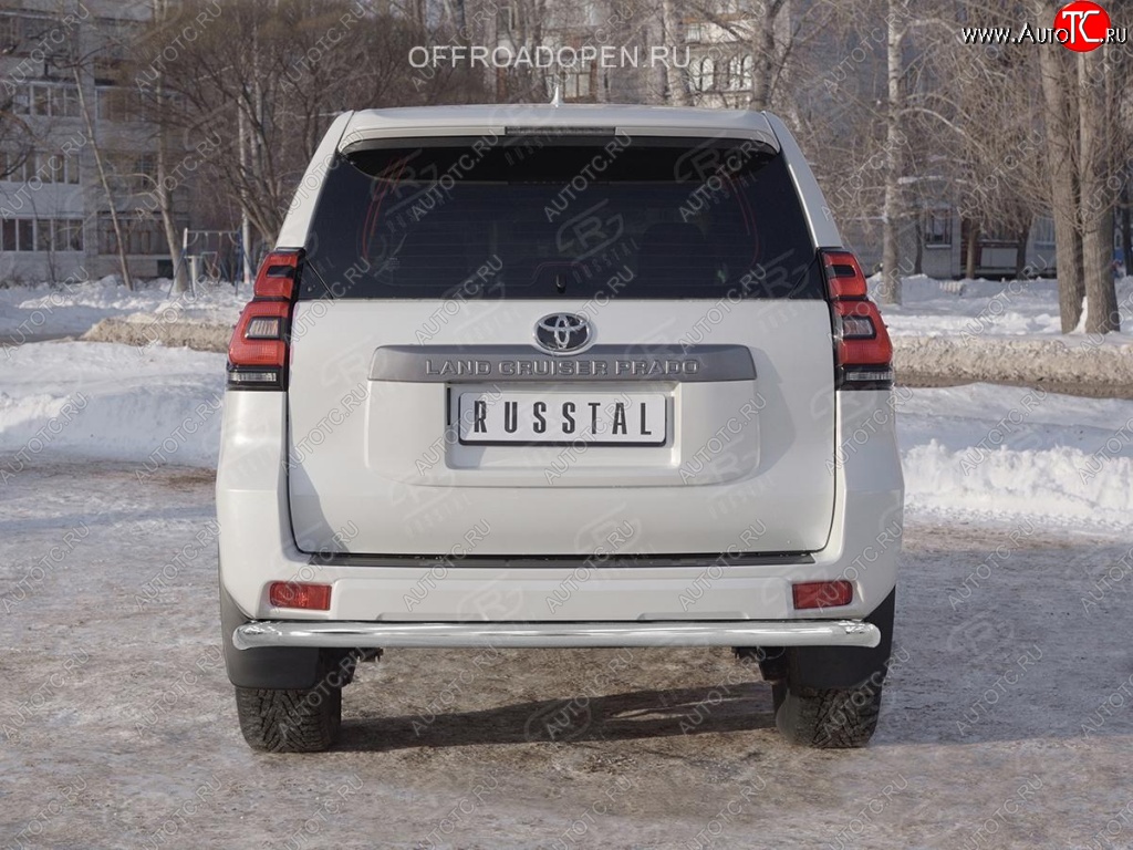 13 999 р. Защита заднего бампера (Ø63 мм, нержавейка) Russtal Toyota Land Cruiser Prado J150 2-ой рестайлинг (2017-2020)  с доставкой в г. Омск