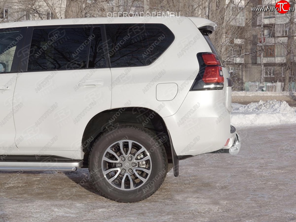 17 399 р. Защита заднего бампера (Ø76 мм, нержавейка) SLITKOFF Toyota Land Cruiser Prado J150 2-ой рестайлинг (2017-2020)  с доставкой в г. Омск