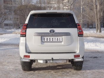 13 499 р. Защита заднего бампера (Ø76 мм уголки, нержавейка) Russtal Toyota Land Cruiser Prado J150 2-ой рестайлинг (2017-2020)  с доставкой в г. Омск. Увеличить фотографию 2